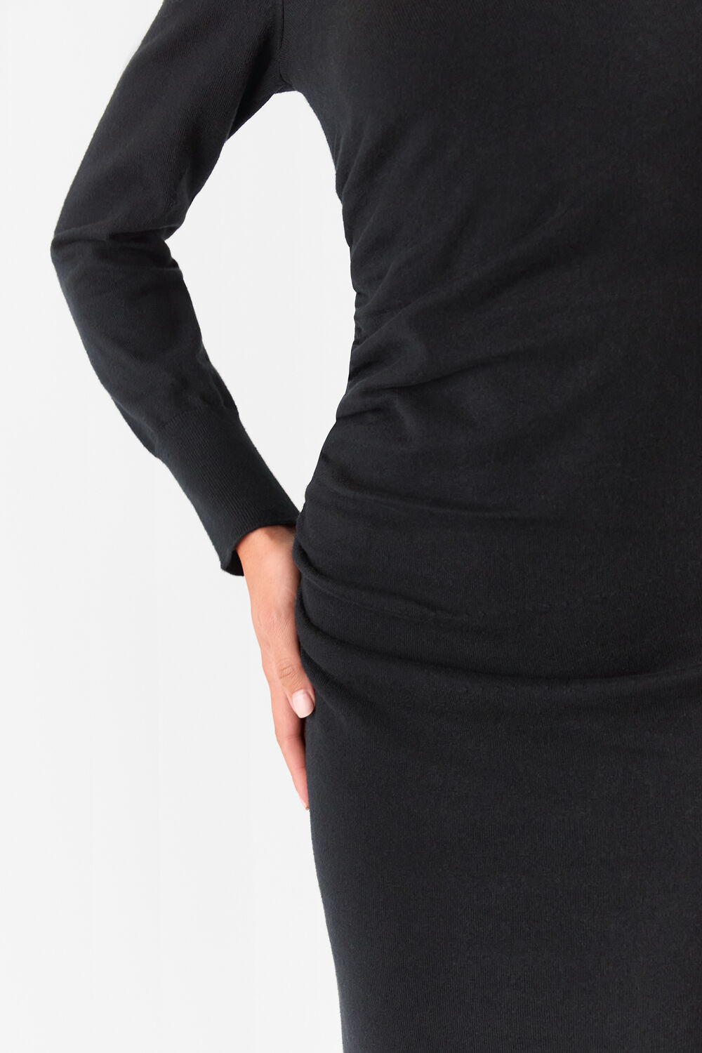 Gathered Side Midi Knit Dress
