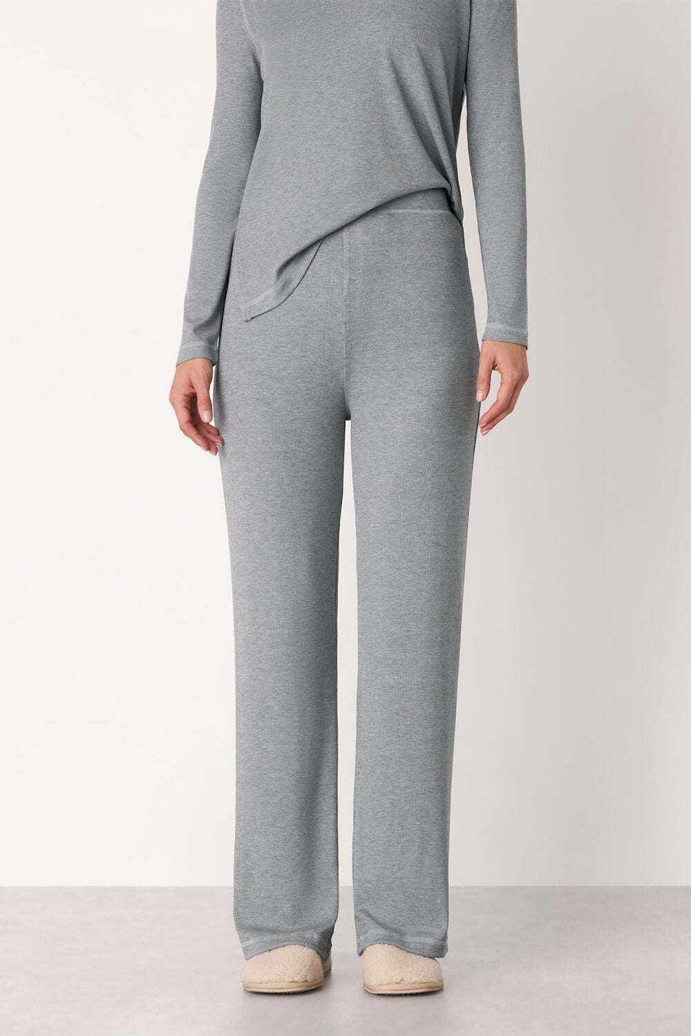 Grey Marl Rib Jersey Pajama Bottom&nbsp;