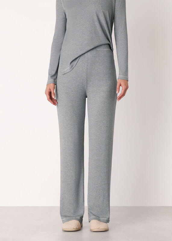 Grey Marl Rib Jersey Pajama Bottom 