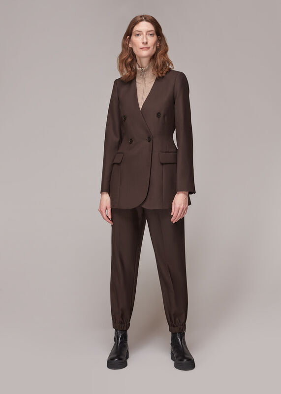 Chocolate Savine Collarless Blazer