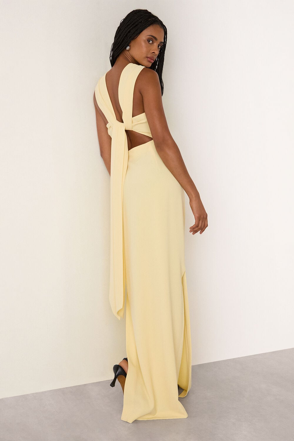 Yellow Tie Back Maxi Dress