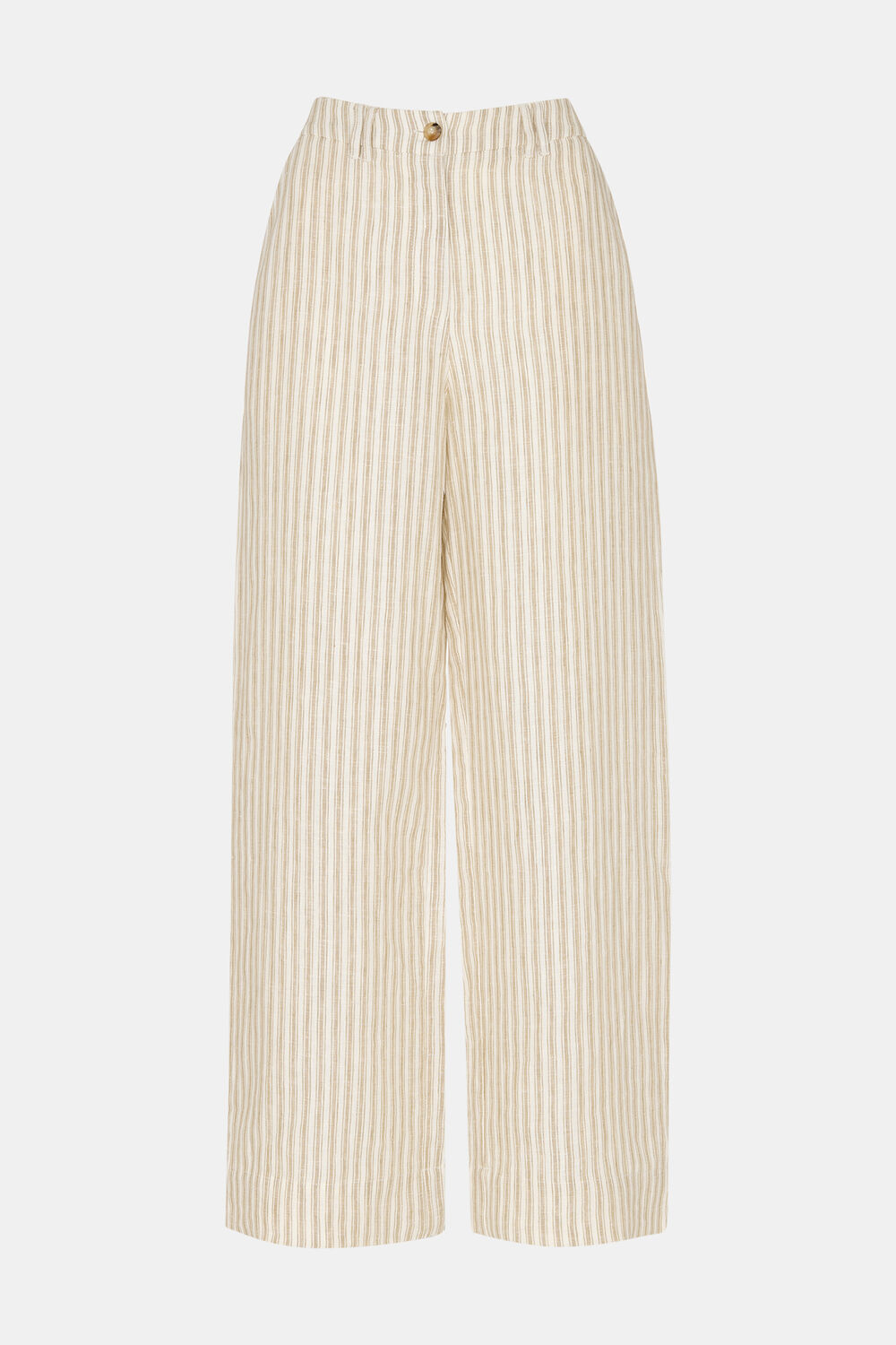 Neutral Petite Linen Stripe Trouser