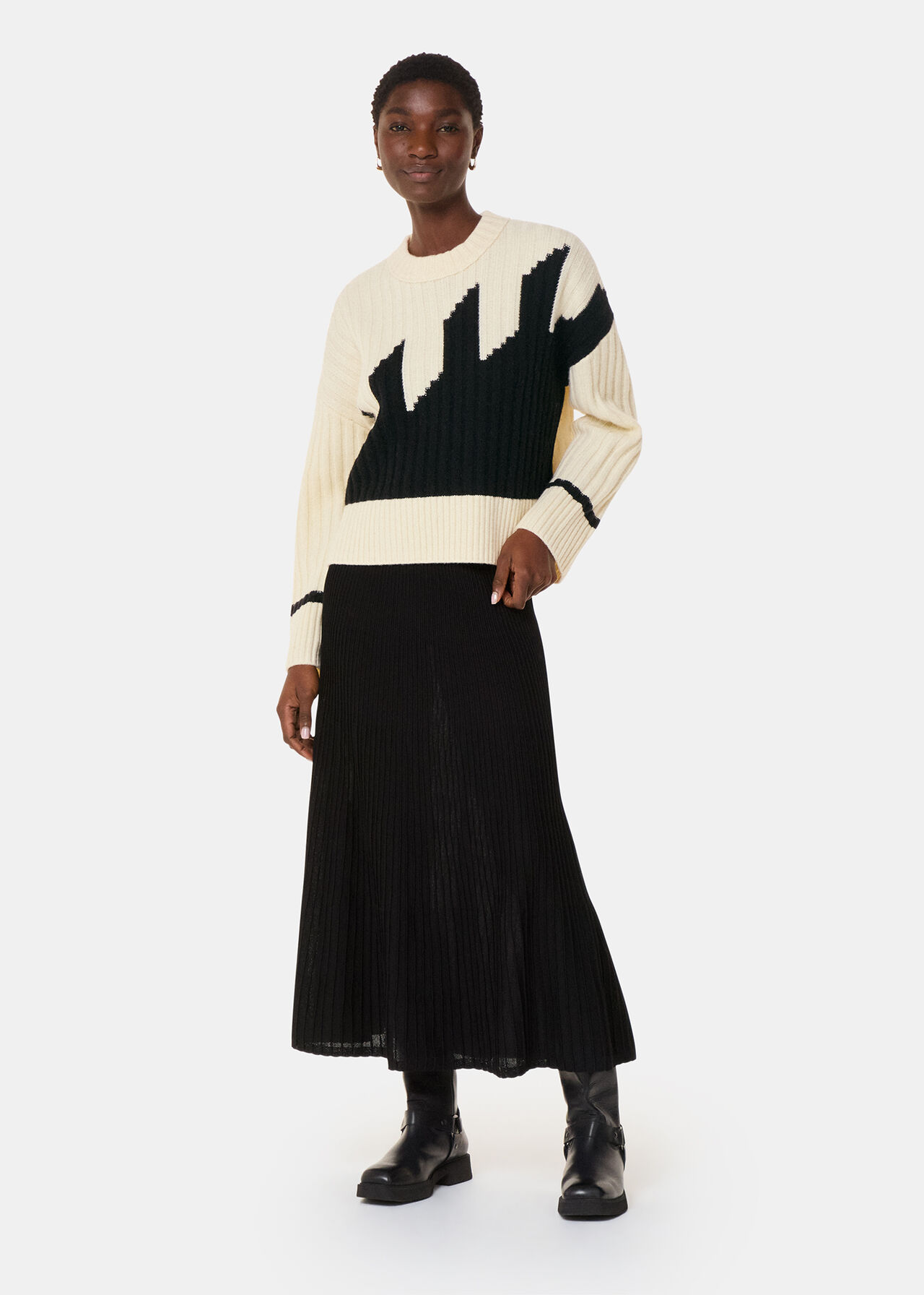 Graphic Intarsia Wool Knit