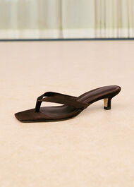 Suede Toe Post Heeled Mule