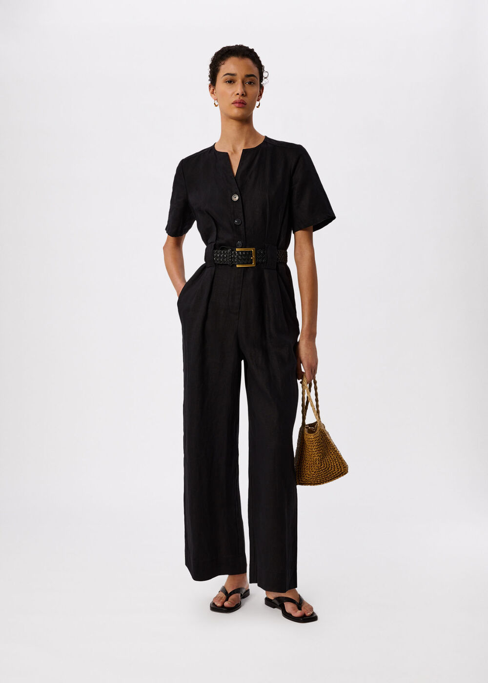 Fiona Linen Button Jumpsuit