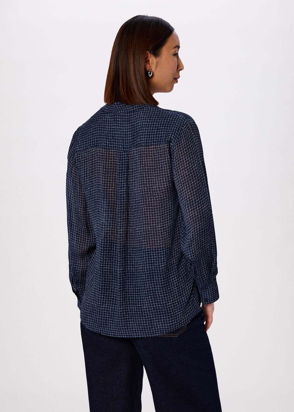 Grid Print Sheer Shirt