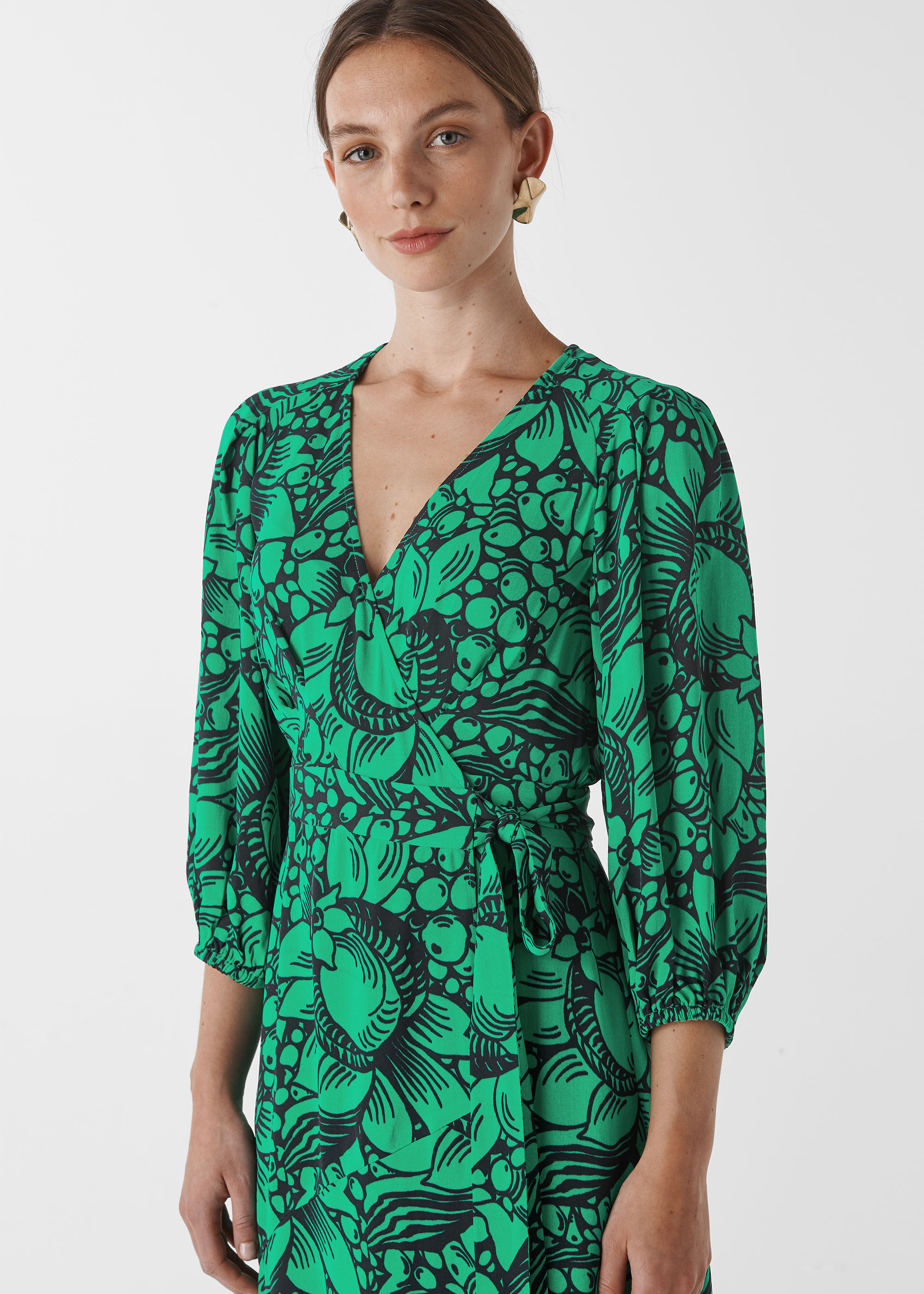 whistles capri print wrap dress