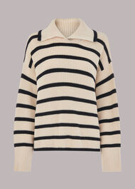 Rib Stripe Collar Sweater