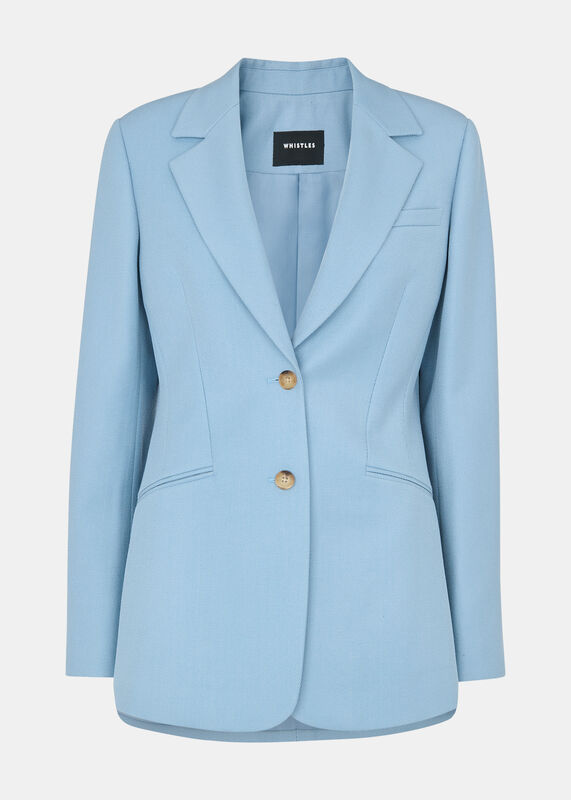 Blue Wool Blend Tailored Blazer