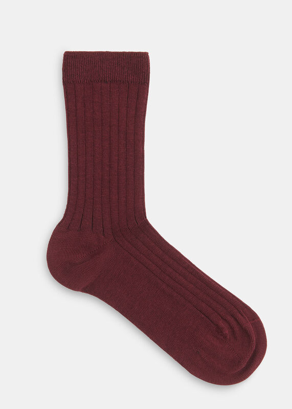 Burgundy Classic Ribbed Sock