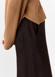 Petite Linen Barrel Leg Trouser