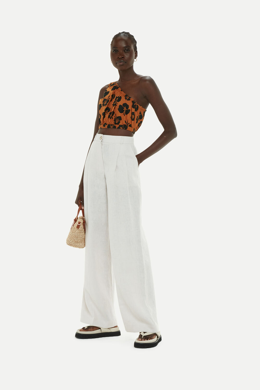 Brown Tropical Floral Top