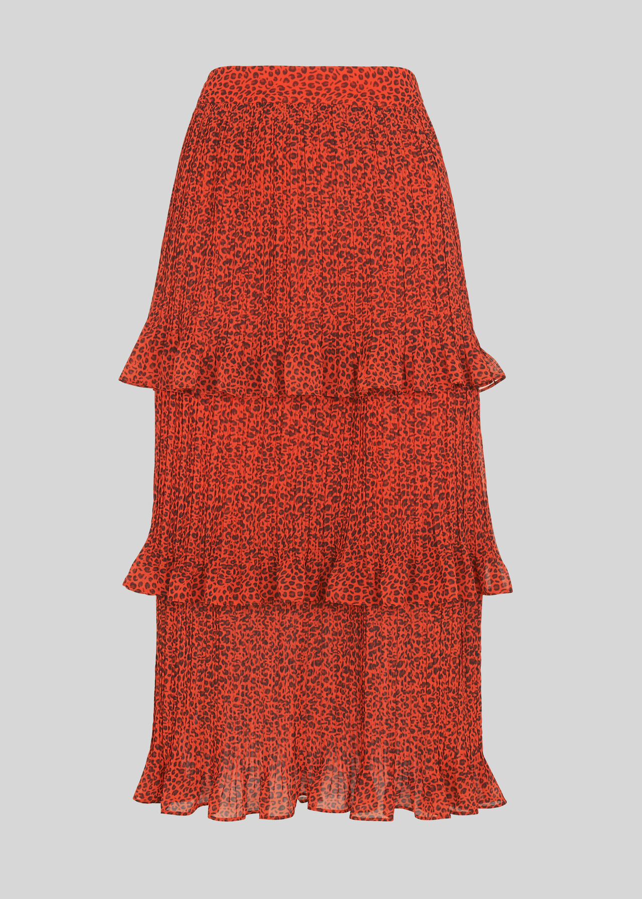 Mini Leopard Tiered Skirt Flame/Multi