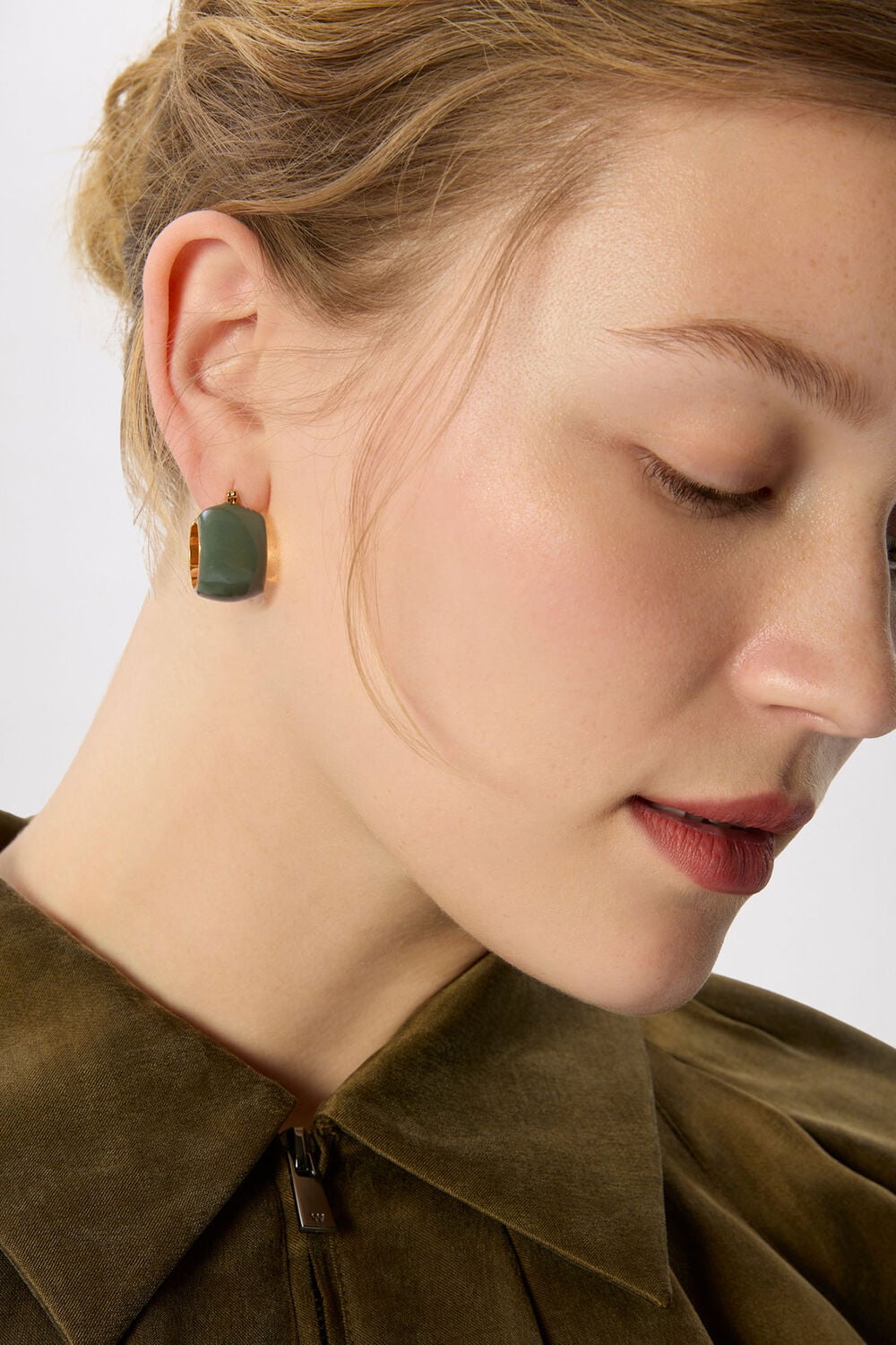 Khaki Enamel Wide Hoop