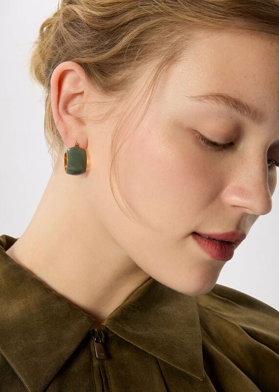 Khaki Enamel Wide Hoop