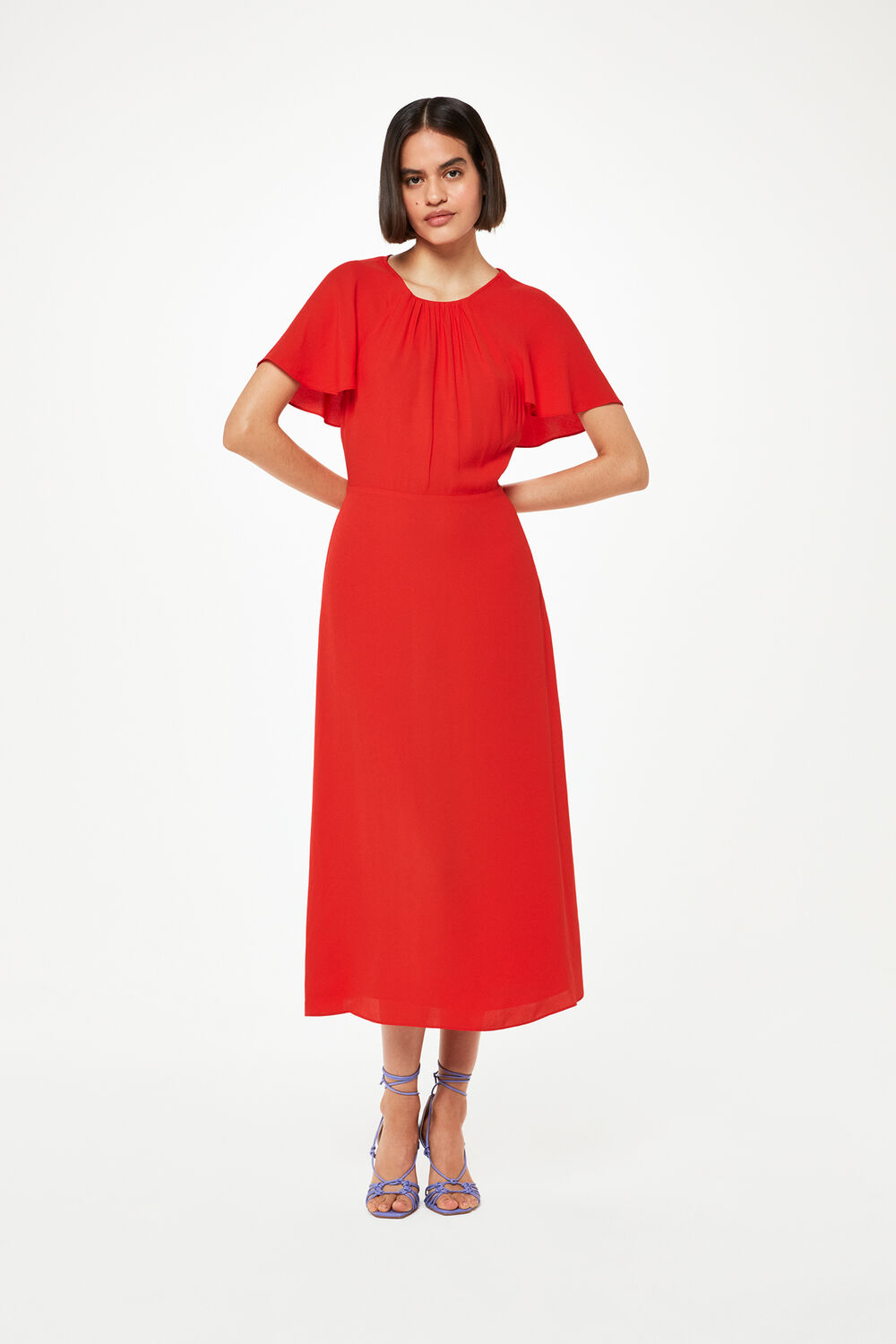 Red Annabelle Cape Sleeve Dress