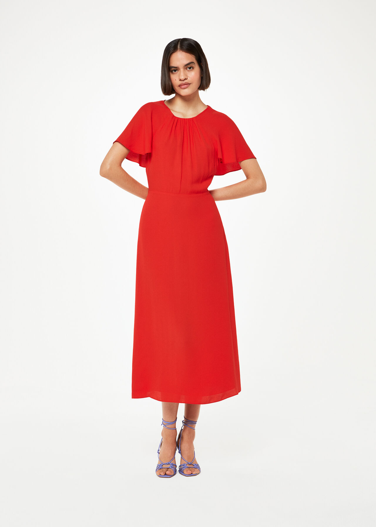 Red Annabelle Cape Sleeve Dress, WHISTLES