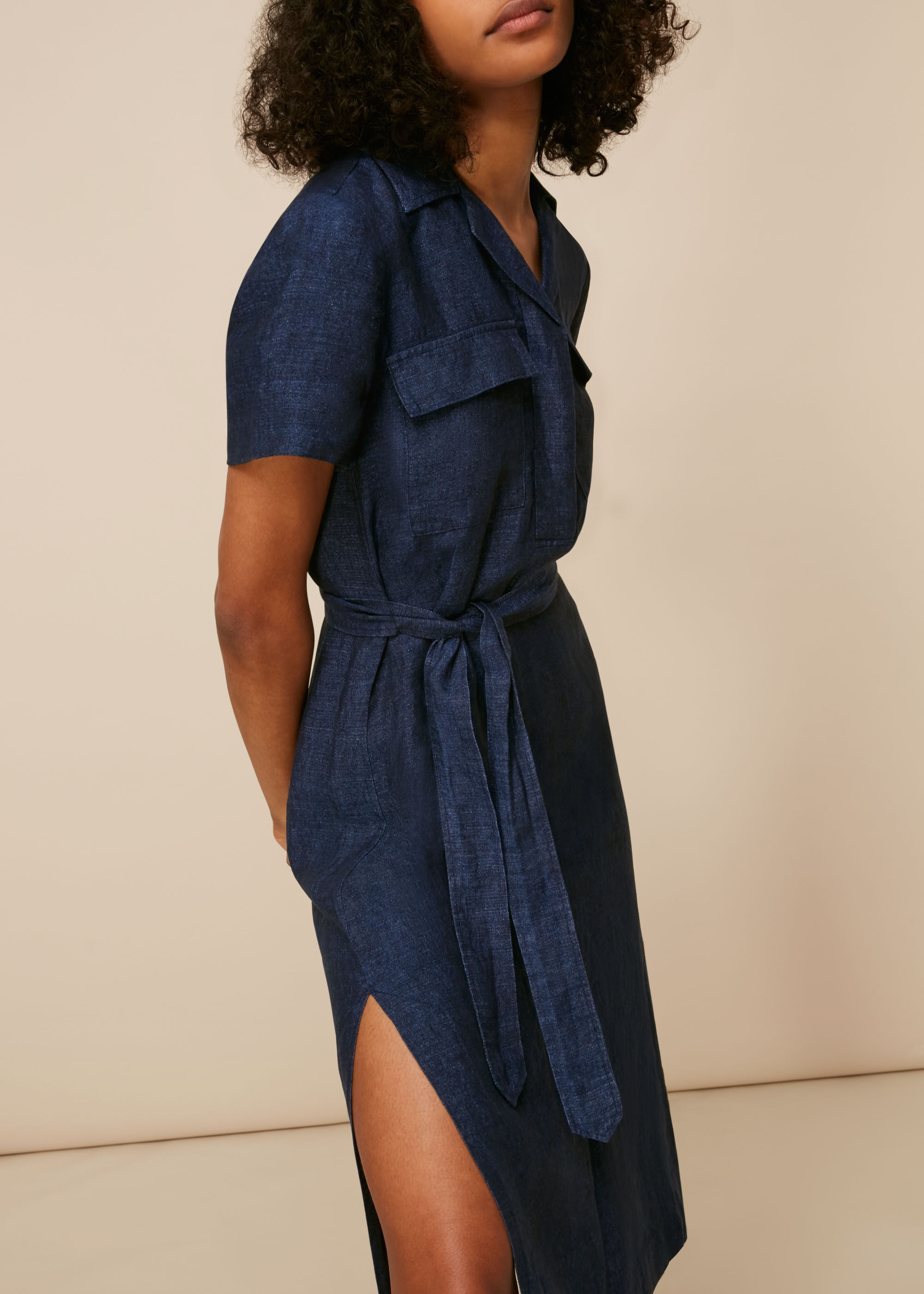 Whistles montana linen shirt dress clearance