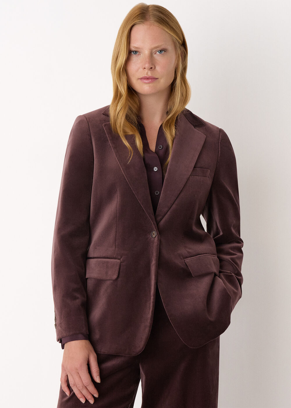 Cotton Velvet Tailored Blazer