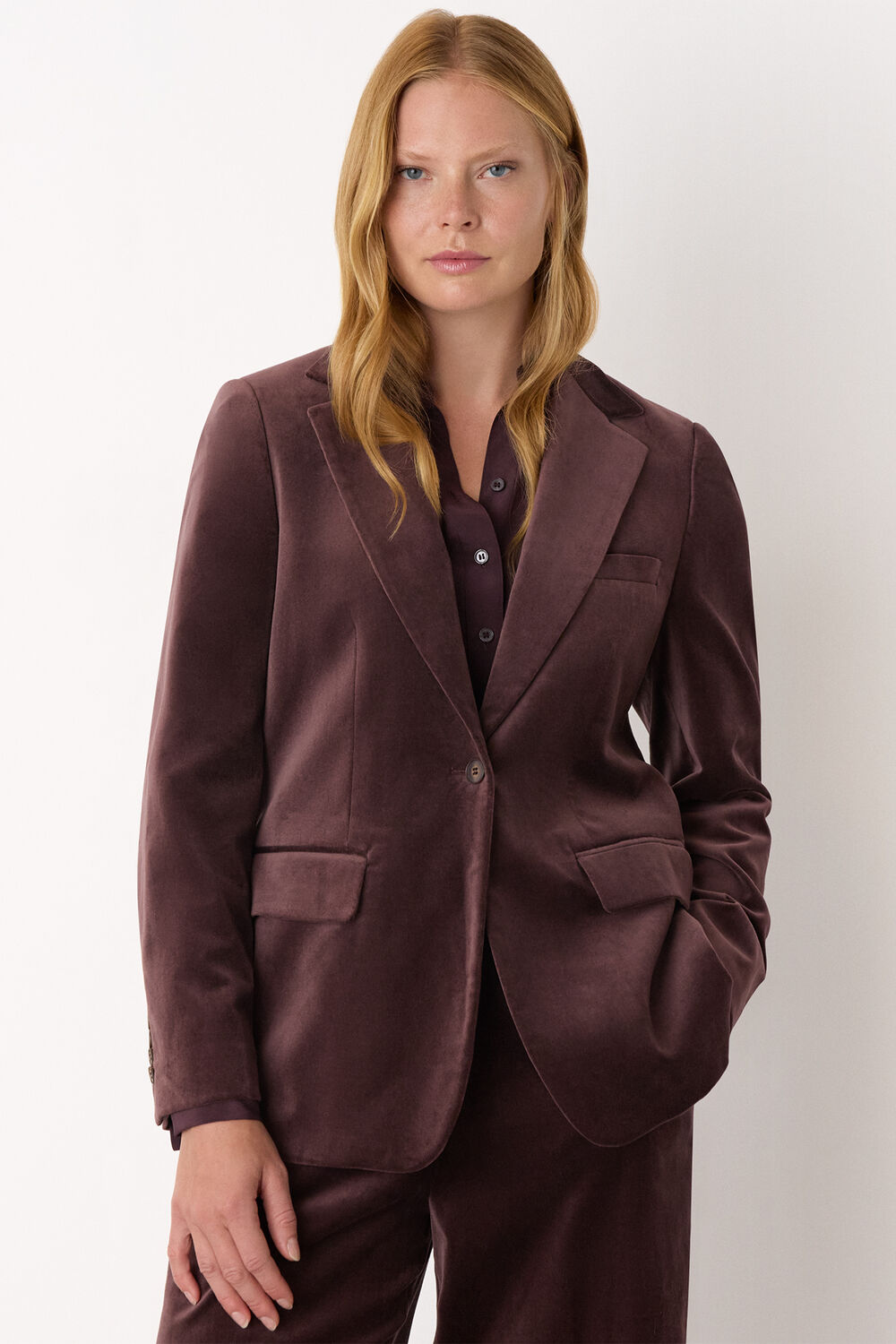 Cotton Velvet Tailored Blazer