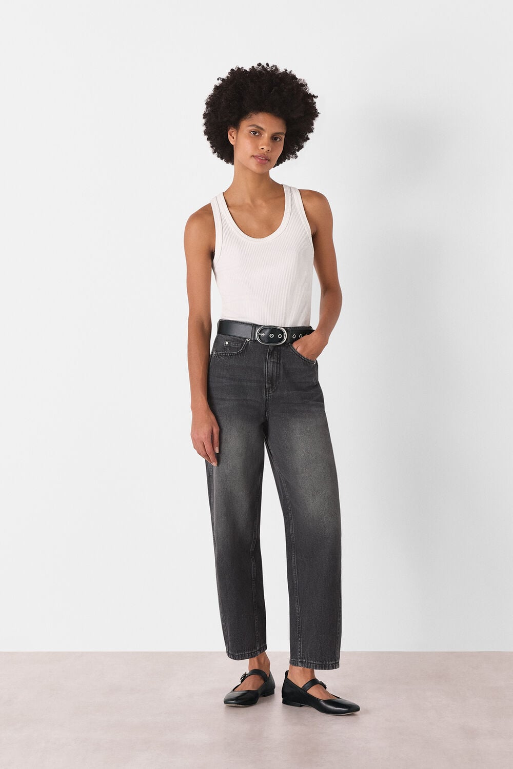 Grey Authentic Barrel Leg Jean