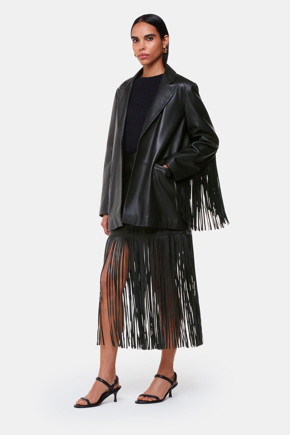 Gia Leather Fringed Jacket