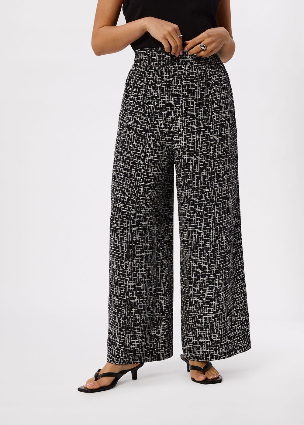 Petite Woven Grid Crop Trouser
