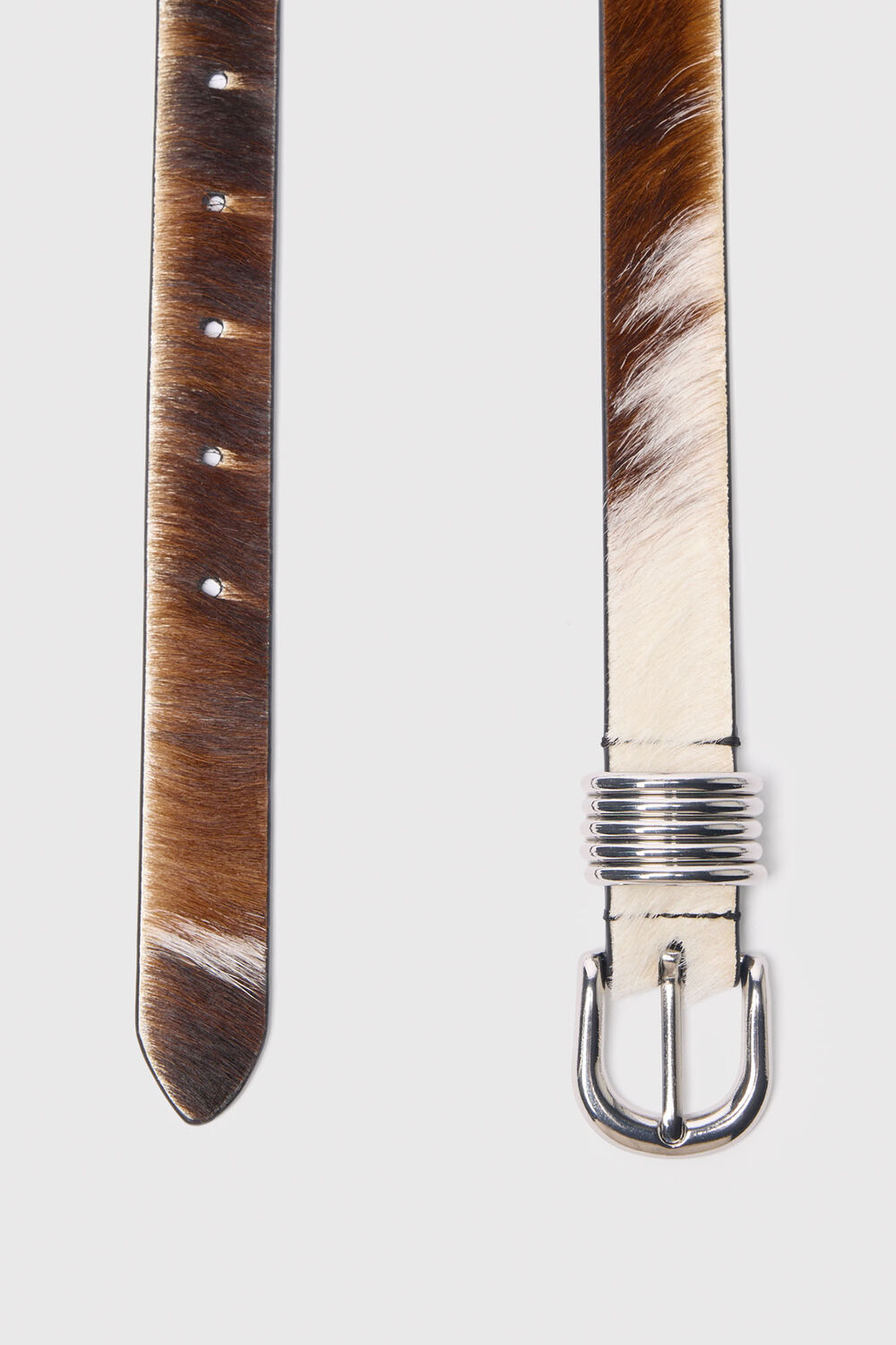 Multicolour Cow Hair-On Multi Ring Belt