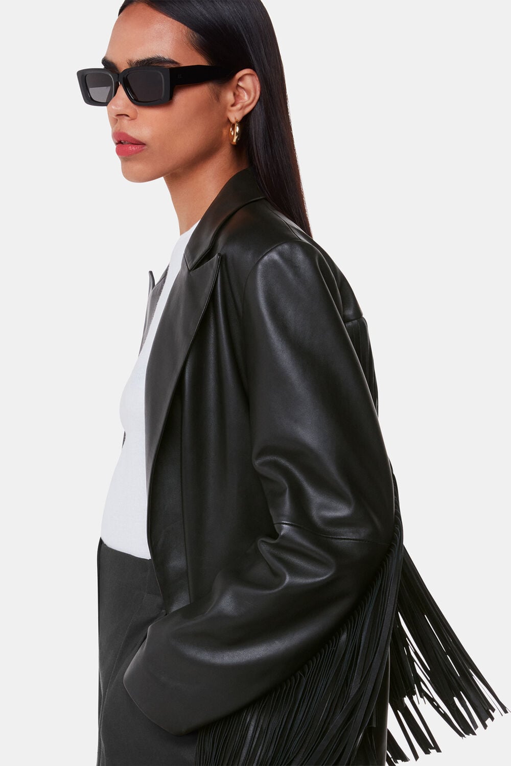 Gia Leather Fringed Jacket