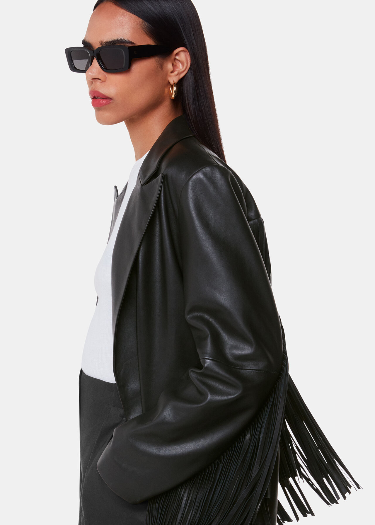 Gia Leather Fringed Jacket