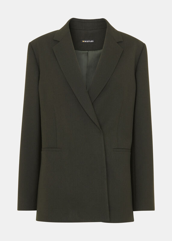Dark Green Natalie Wool Blend Blazer