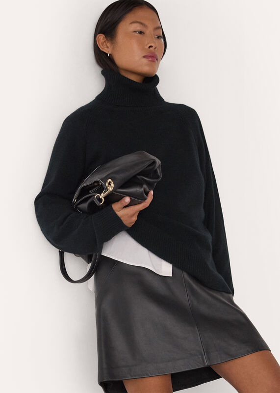 Black Petite Cashmere Turtleneck Sweater