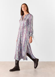 Mottled Snake Print Midi Dress