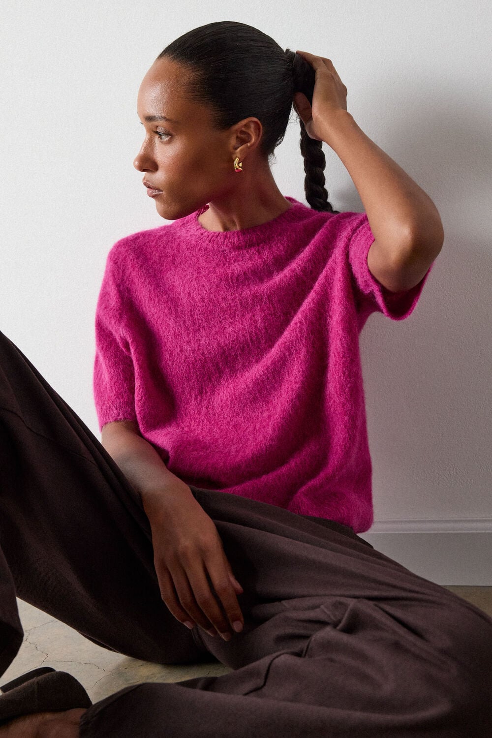 Pink Alpaca Mix Knitted Tee