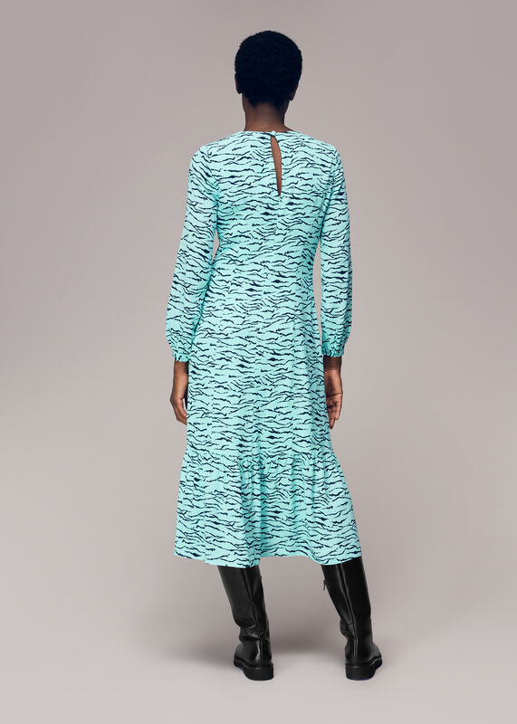 Multicolour Inez Abstract Tiger Midi Dress