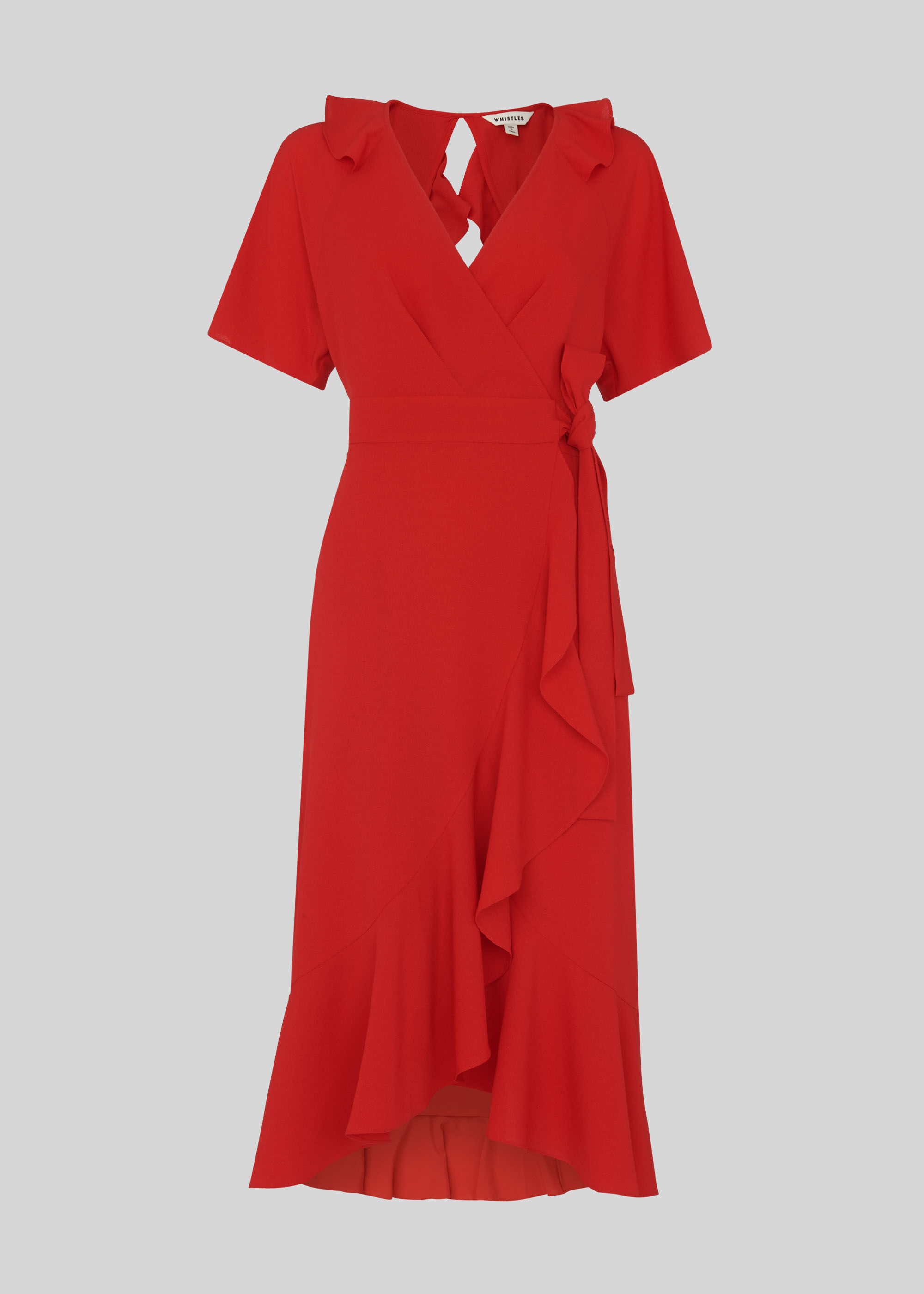Red Abigail Frill Wrap Dress