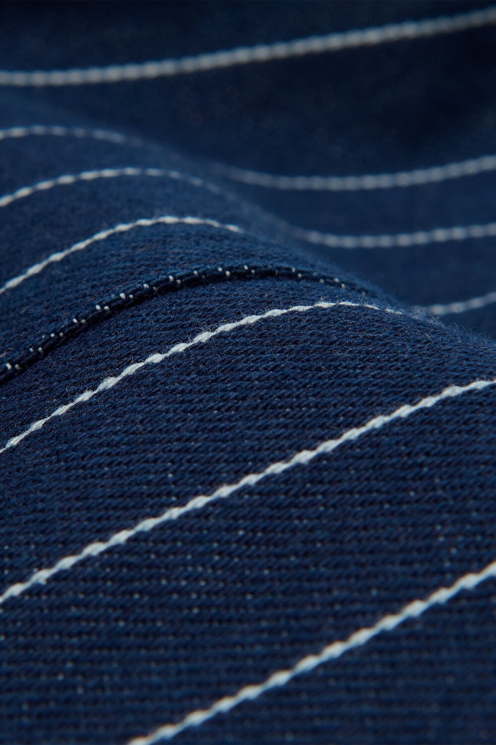 Navy Pinstripe Barrel Leg Jean