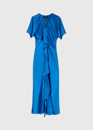 V Neck Ruffle Satin Dress