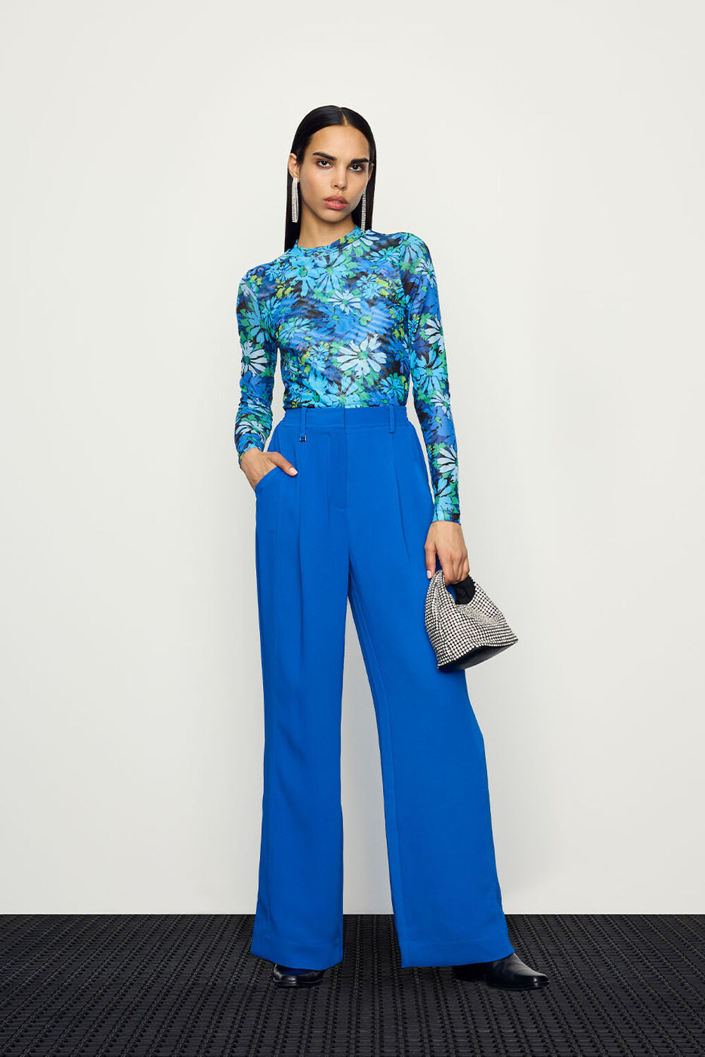 Blue Harper Crepe Wide Leg Pants&nbsp;