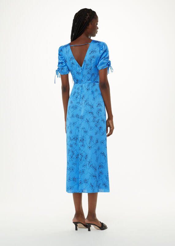 Blue Aurelie Scribble Daisy Dress