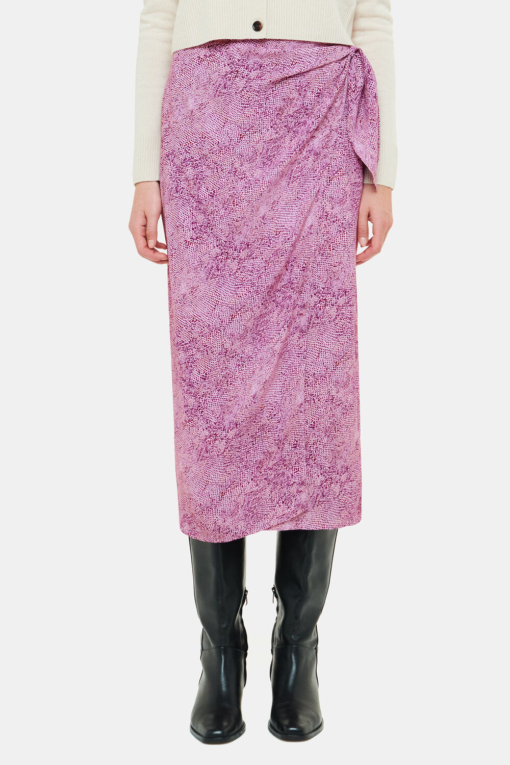 Diagonal Snake Tie Side Skirt