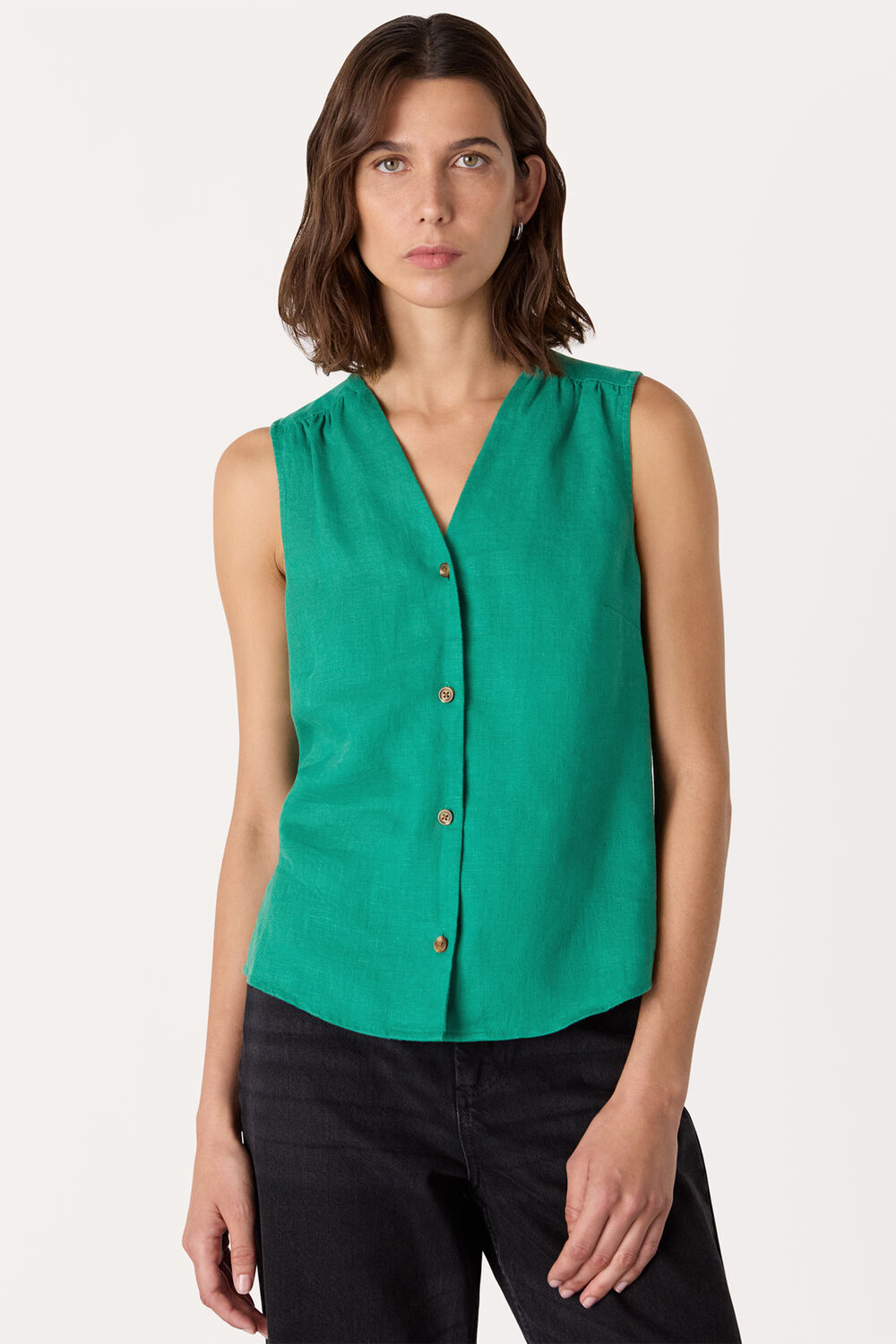 Green Laura Linen Tank