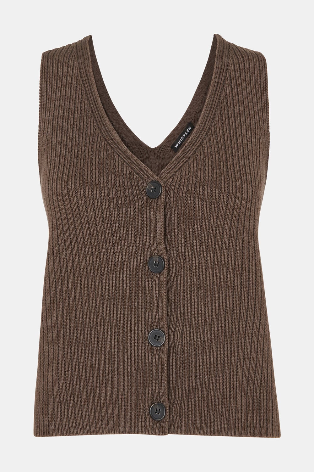 Chocolate Button Front V Neck Tank