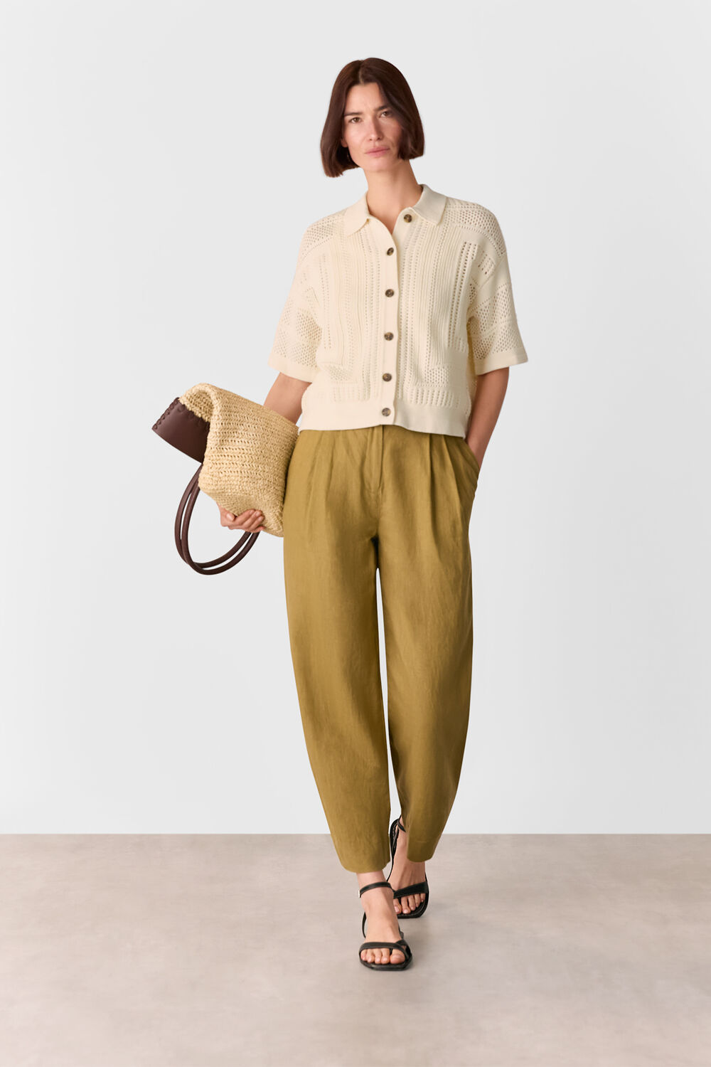 Ivory Crochet Knitted Shirt