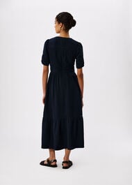 V Neck Textured Midi Dress