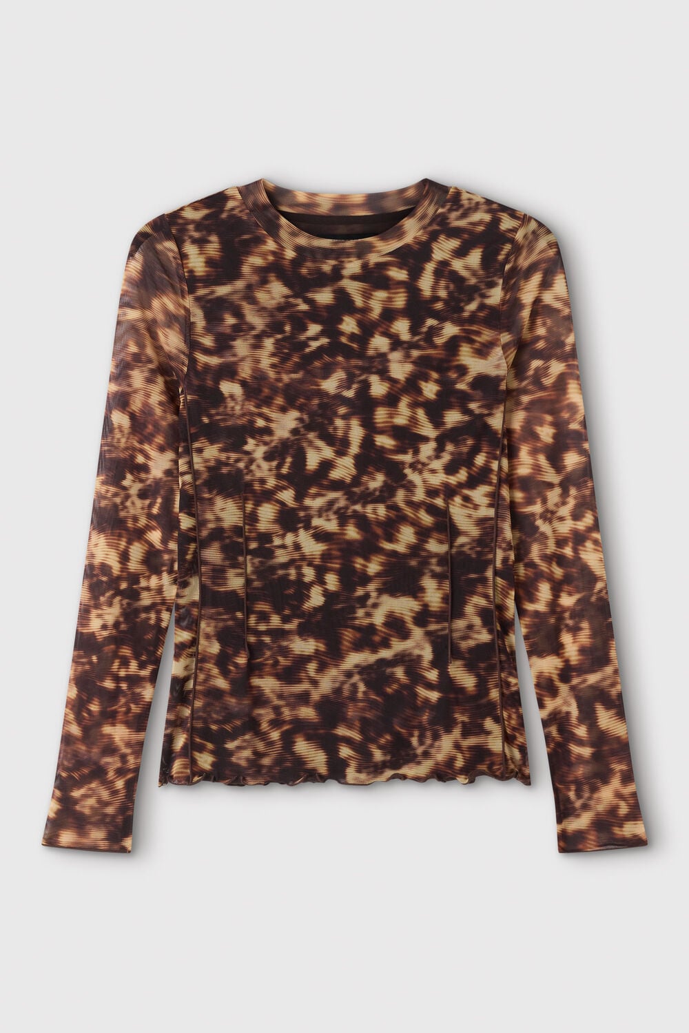 Brown Abstract Animal Mesh Top