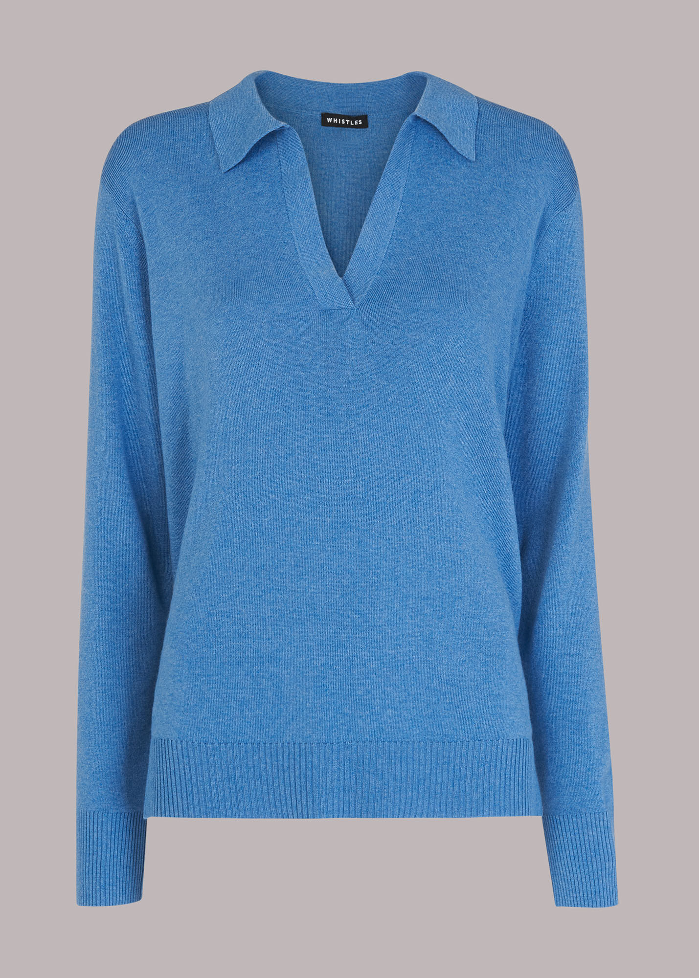 Blue Knitted Polo Shirt WHISTLES Whistles