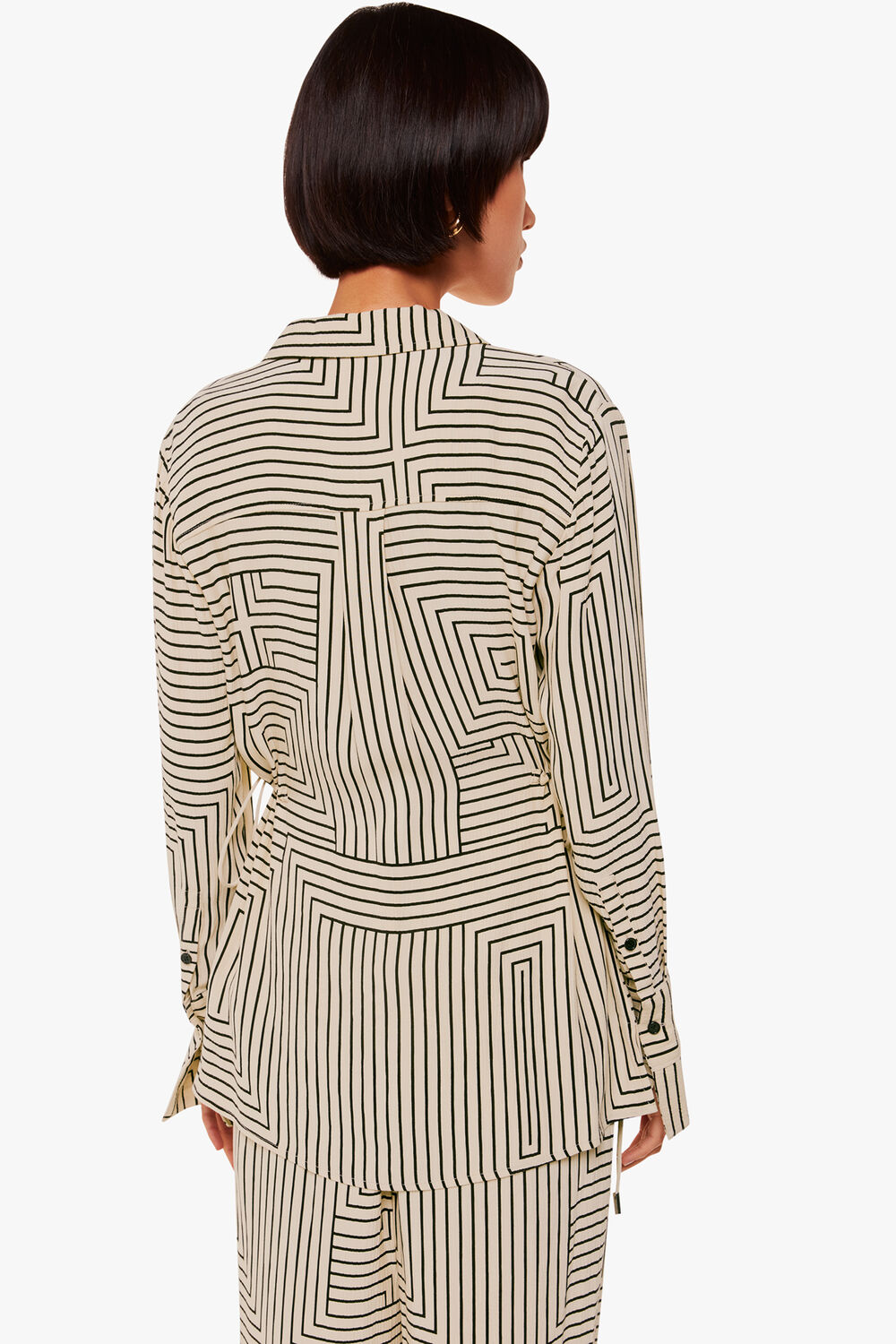 Angled Stripe Tie Detail Shirt