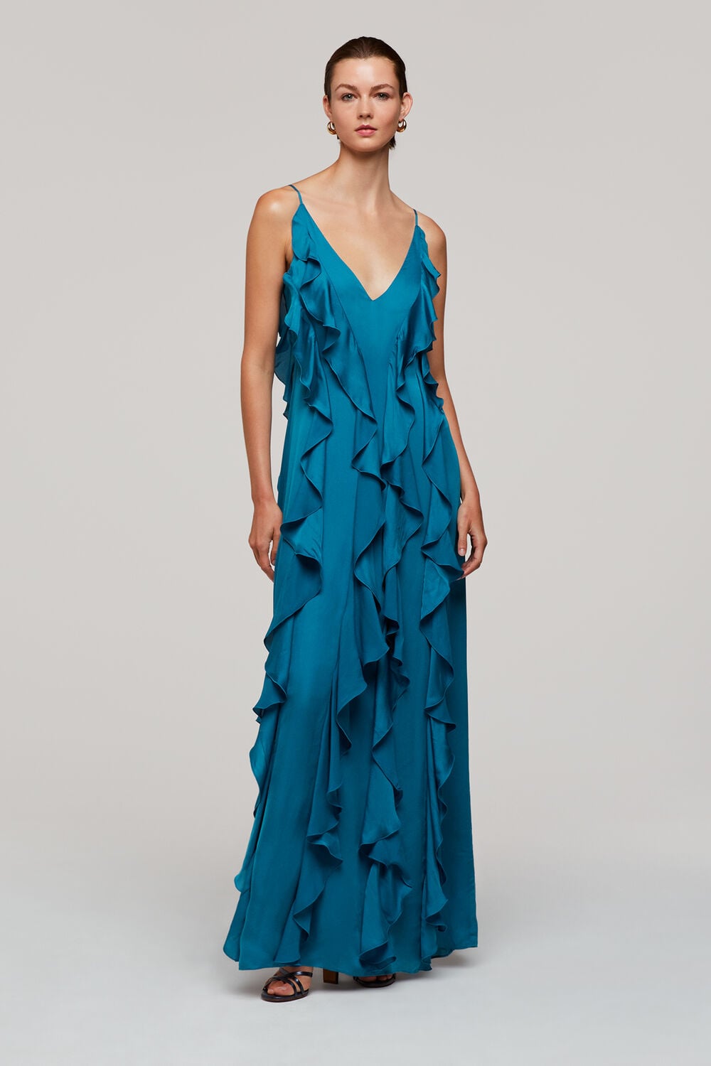 Blue Ruffle Maxi Dress