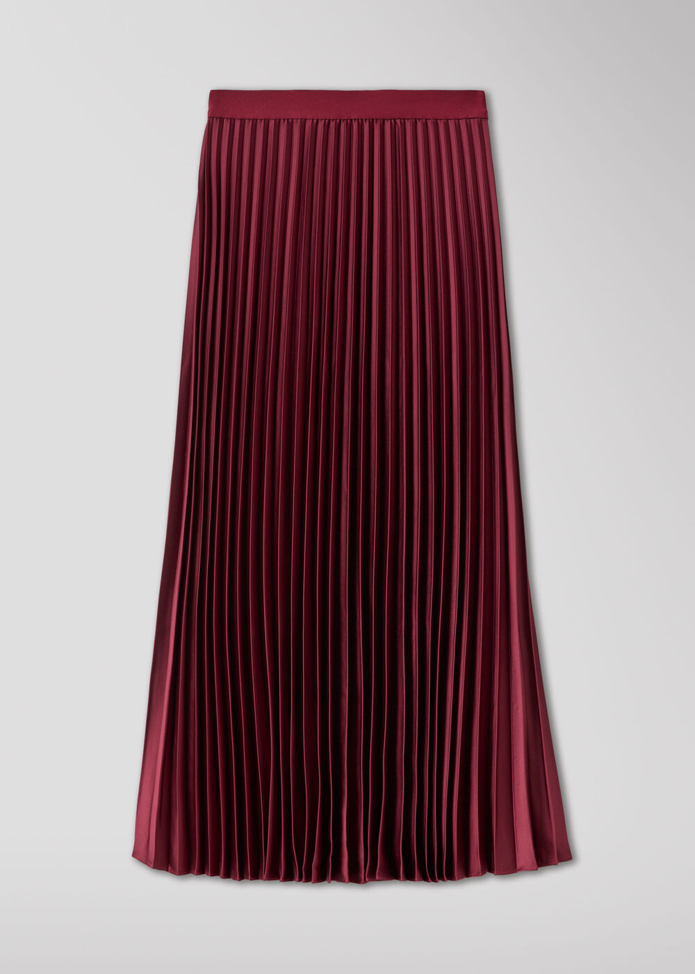 Satin Pleated Midi Skirt